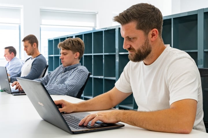Austin Waddecar, chief product officer, in the office