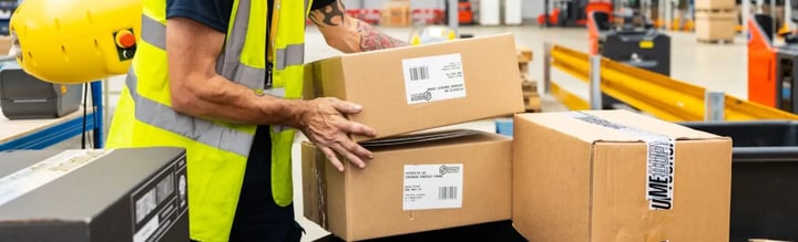 Image of boxes being moved at Magna Park warehouse
