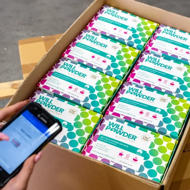 Image of Willpowers products arriving in the warehouse