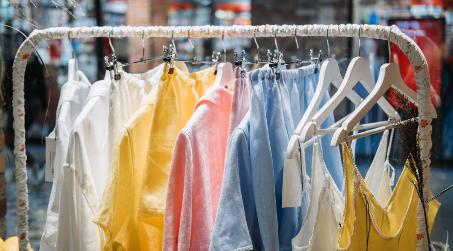 Clothing rack in shop