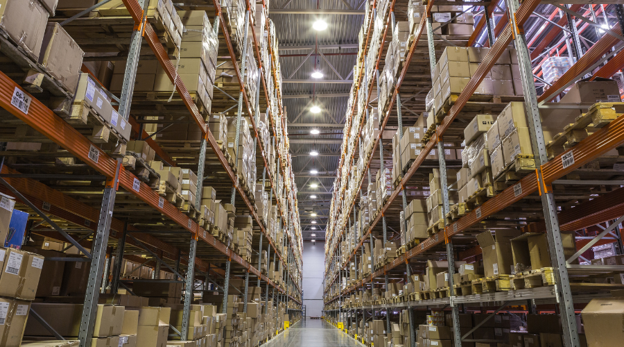The interior of a large warehouse