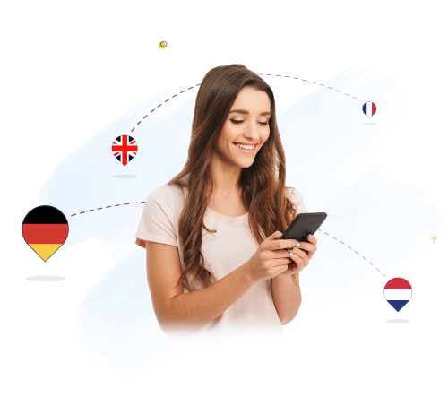 Woman-holding-phone-contacting-EU-countries