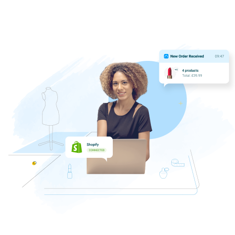 Woman on laptop getting notifications