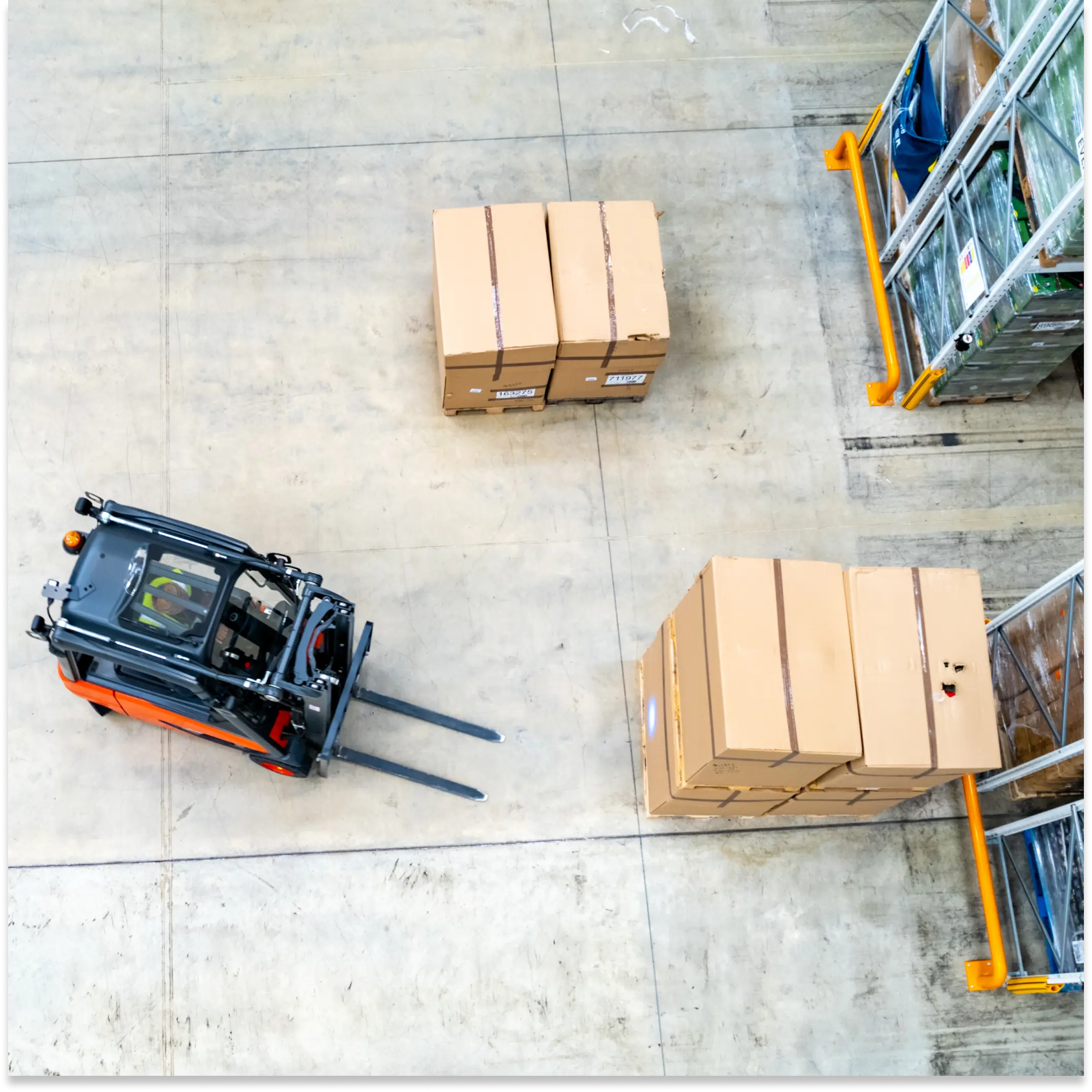 forklift truck in fulfilment warehouse